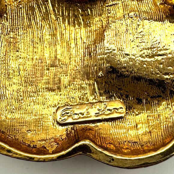 Park Lane Brooch Pin Golden Apple Bite out of Gold tone Silver Retro Vintage - Picture 6 of 7